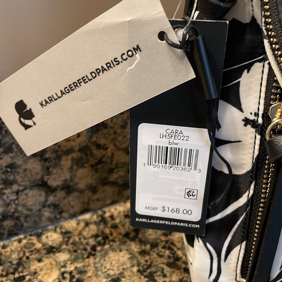 Karl Lagerfeld Paris Cara White/Black Floral Crossbody Retail 168.00 NWT - Picture 3 of 13